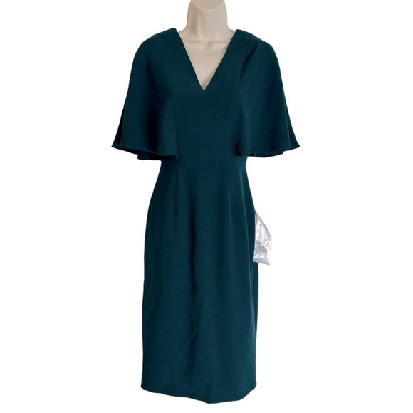 DRESS THE POPULATION Louisa Flutter-Sleeve Midi Dress Womens XS Party Dressy NWT - Picture 13 of 14